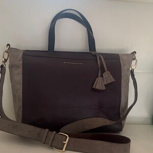 Mercer & Madison Chocolate and Beige Leather Tote